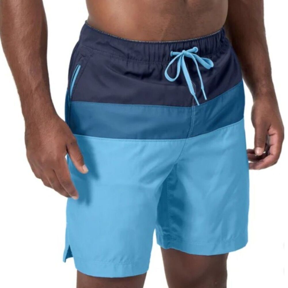 SPEEDO‎ Blue Colorblock Volley Swim Shorts Sz S (30-32) Swim Trunks Swimsuit NWT